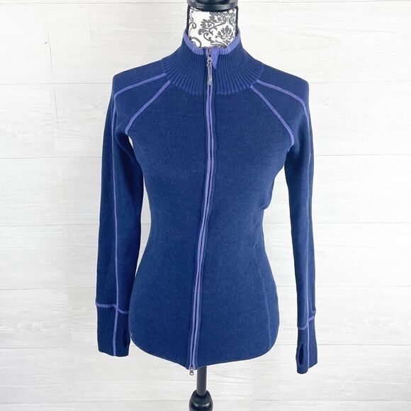 Athleta Giant Slalom Full Zipper Embroidered Back Wool Blend Sweater Jacket - Picture 3 of 10